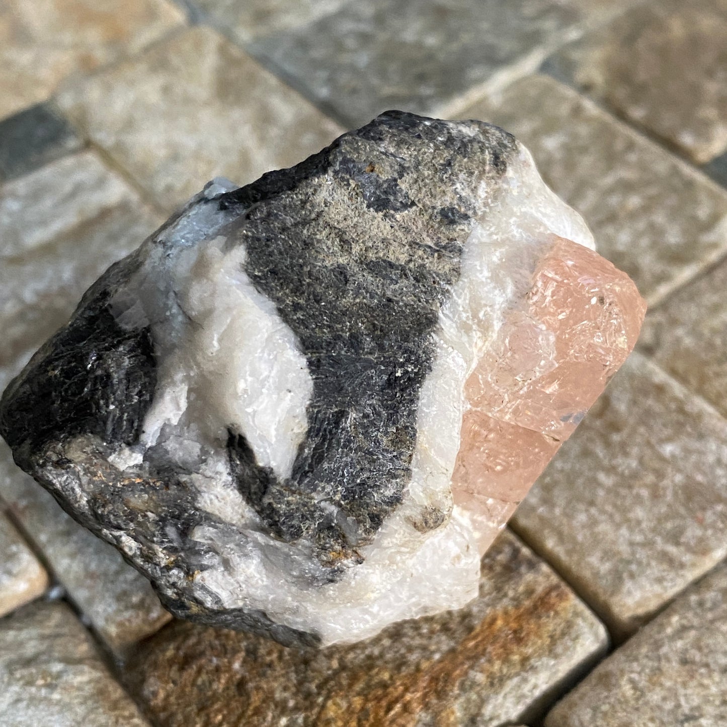 RARE PINK TOPAZ ON CALCITE - KHYBER PAKHTUNKHWA, PAKISTAN. 76g MF3933