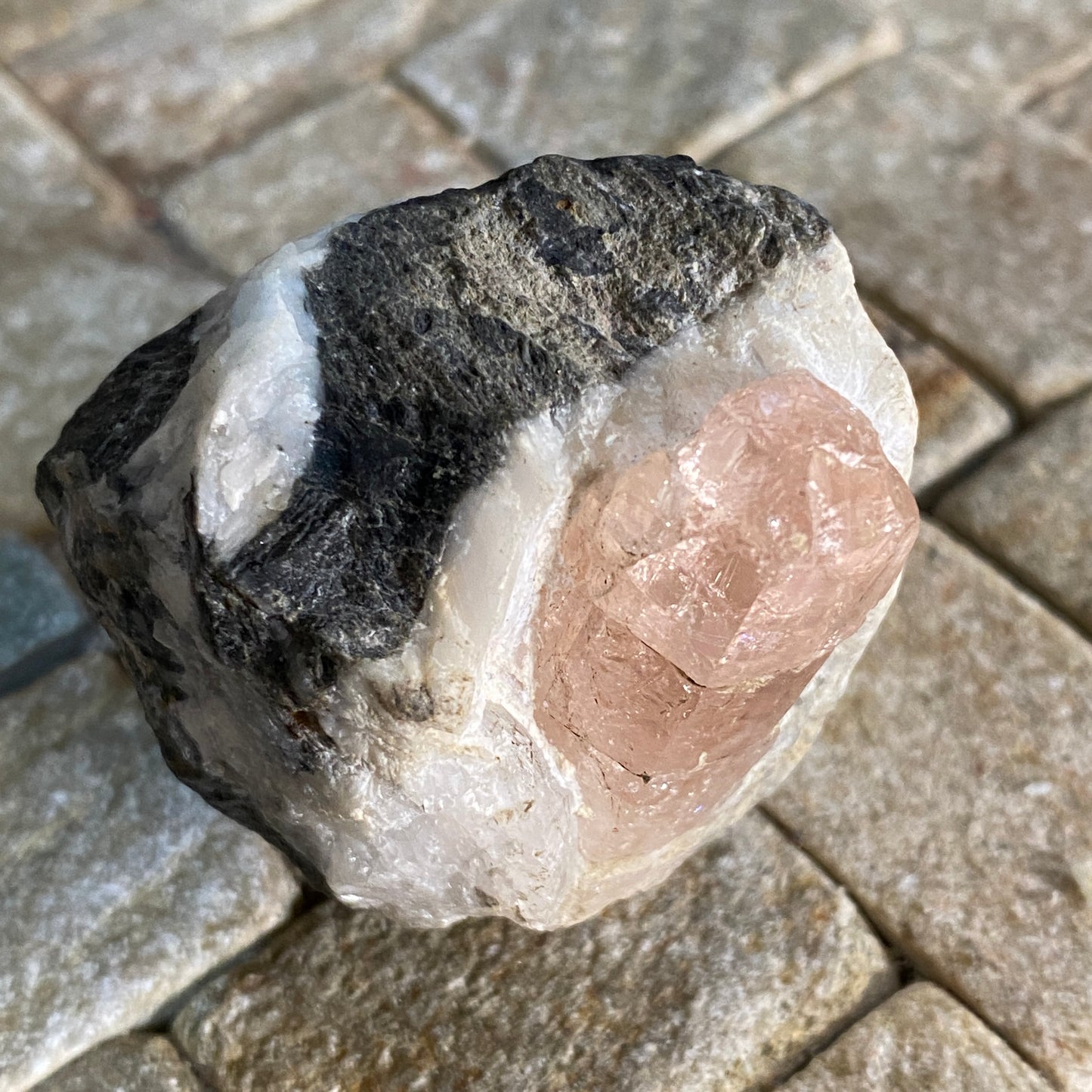 RARE PINK TOPAZ ON CALCITE - KHYBER PAKHTUNKHWA, PAKISTAN. 76g MF3933