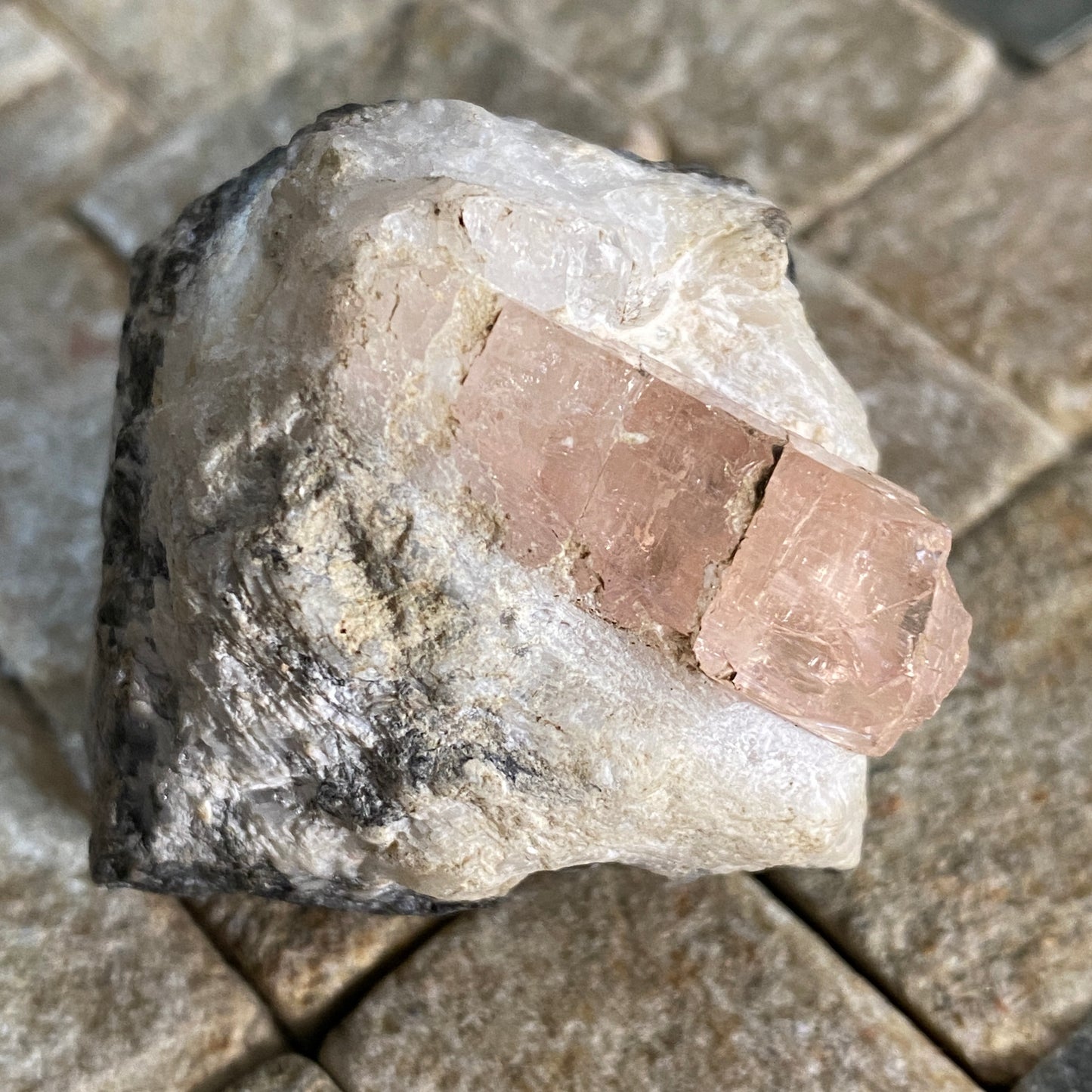 RARE PINK TOPAZ ON CALCITE - KHYBER PAKHTUNKHWA, PAKISTAN. 76g MF3933