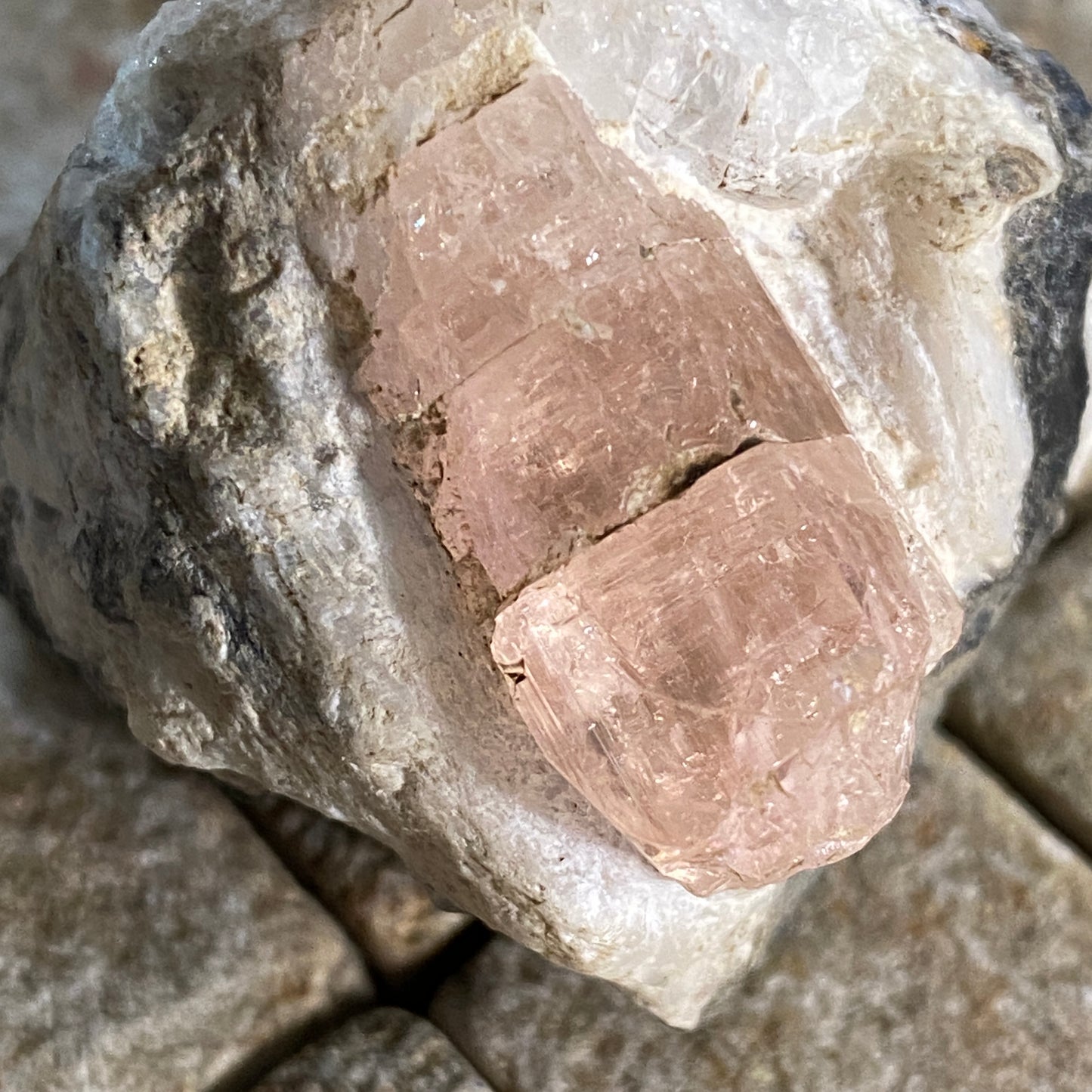 RARE PINK TOPAZ ON CALCITE - KHYBER PAKHTUNKHWA, PAKISTAN. 76g MF3933