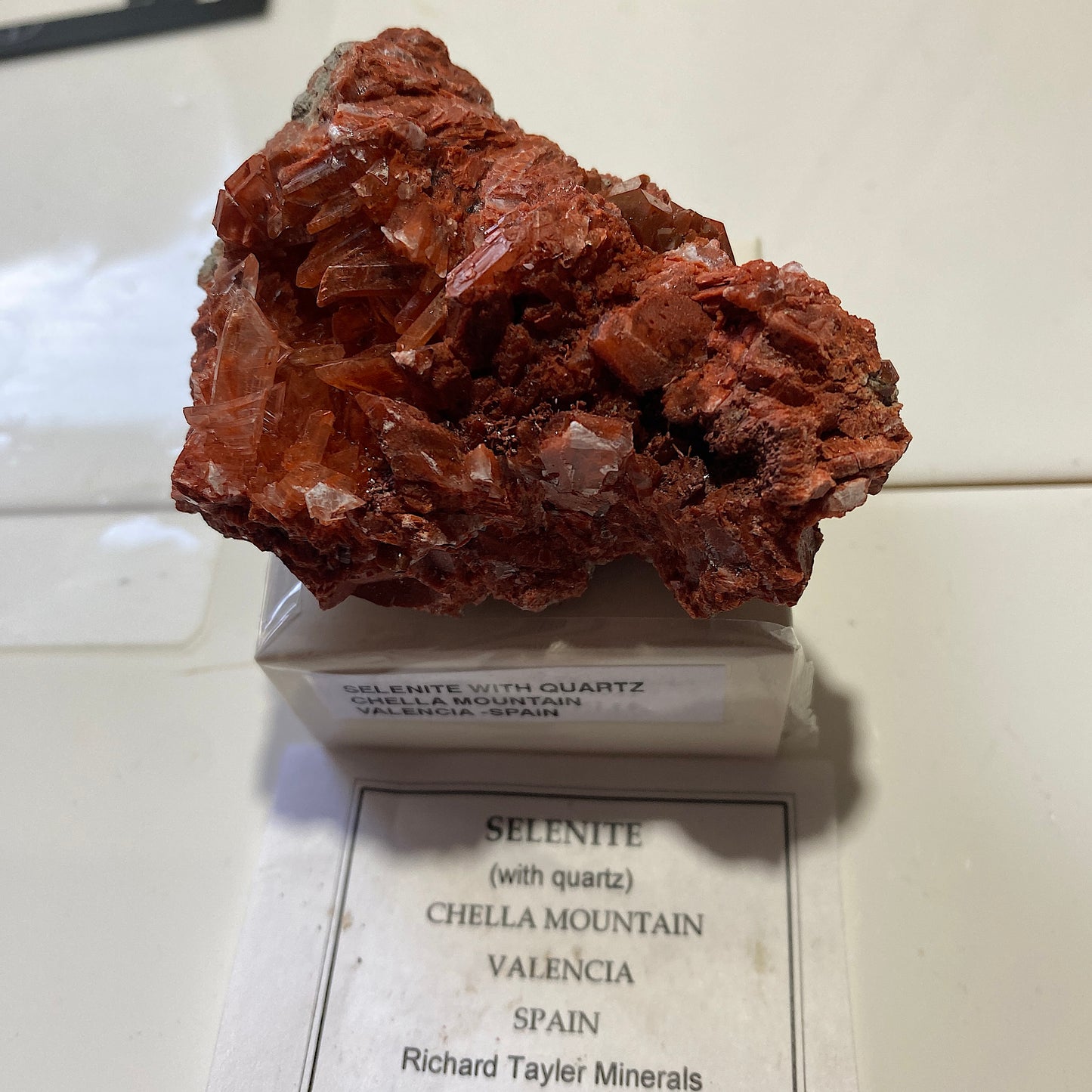 SELENITE WITH QUARTZ `; CHELLA MOUNTAIN, VALENCIA, SPAIN 87g MF4708