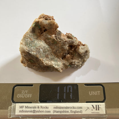 QUARTZ/CHRYSOCOLLE/MALACHITE ETC DE LA MINE LLECHWEDD, PAYS DE GALLES. 114g MF784