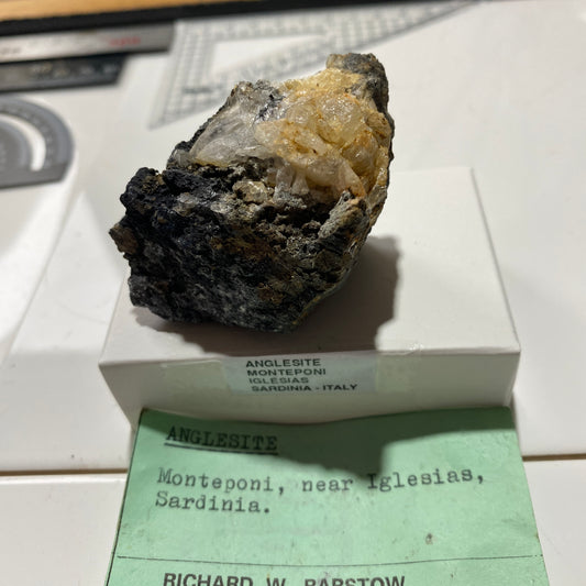 ANGLESITE ON GALENA : MONTEPONI MINE, SARDINIA, ITALY. 179g MF4712