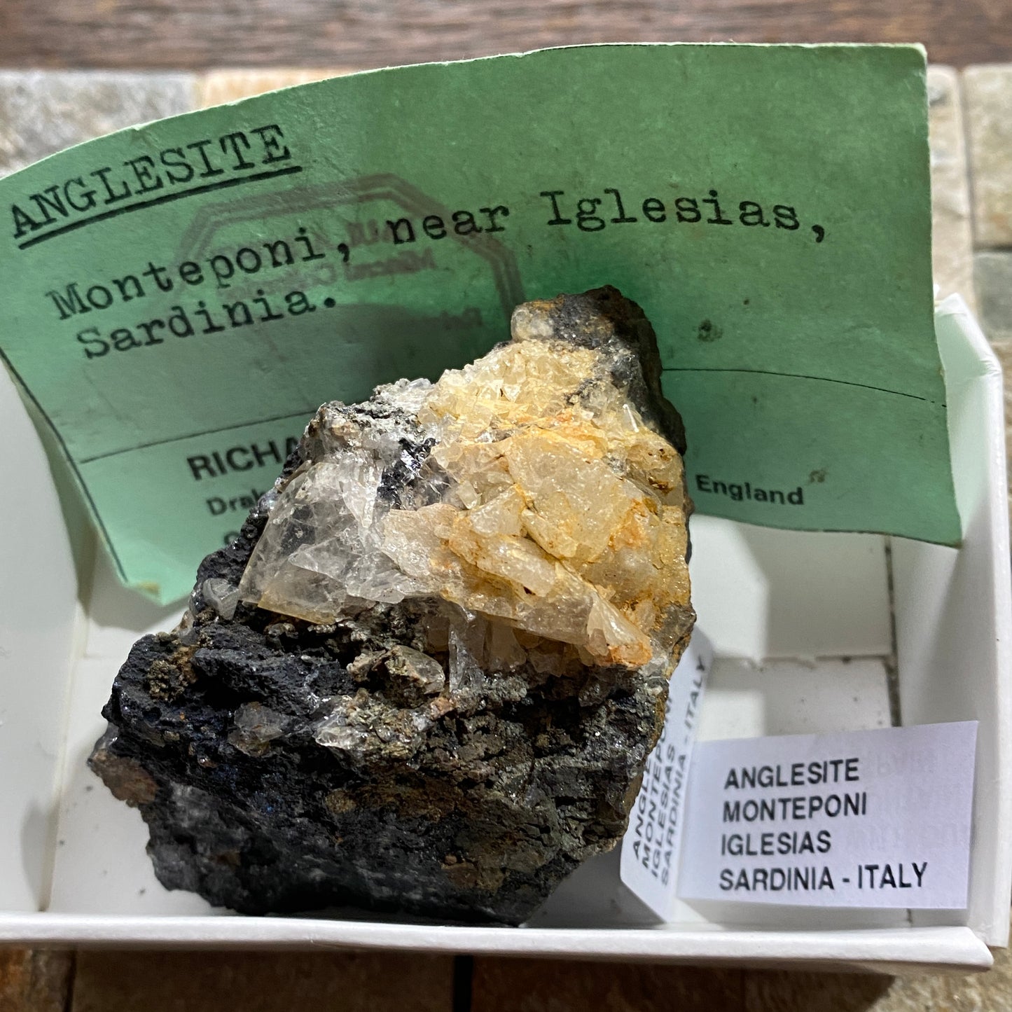 ANGLESITE ON GALENA : MONTEPONI MINE, SARDINIA, ITALY. 179g MF4712