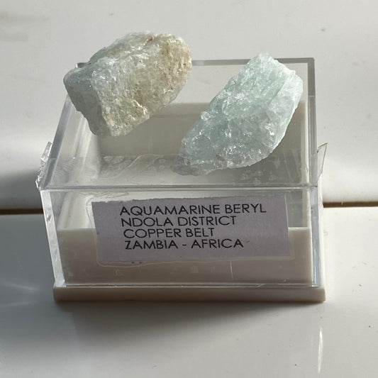 AQUAMARINE BERYL x 2 ROUGH PIECES - NDOLA, ZAMBIA  MF3590