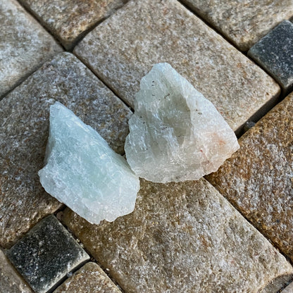 AQUAMARINE BERYL x 2 ROUGH PIECES - NDOLA, ZAMBIA  MF3590