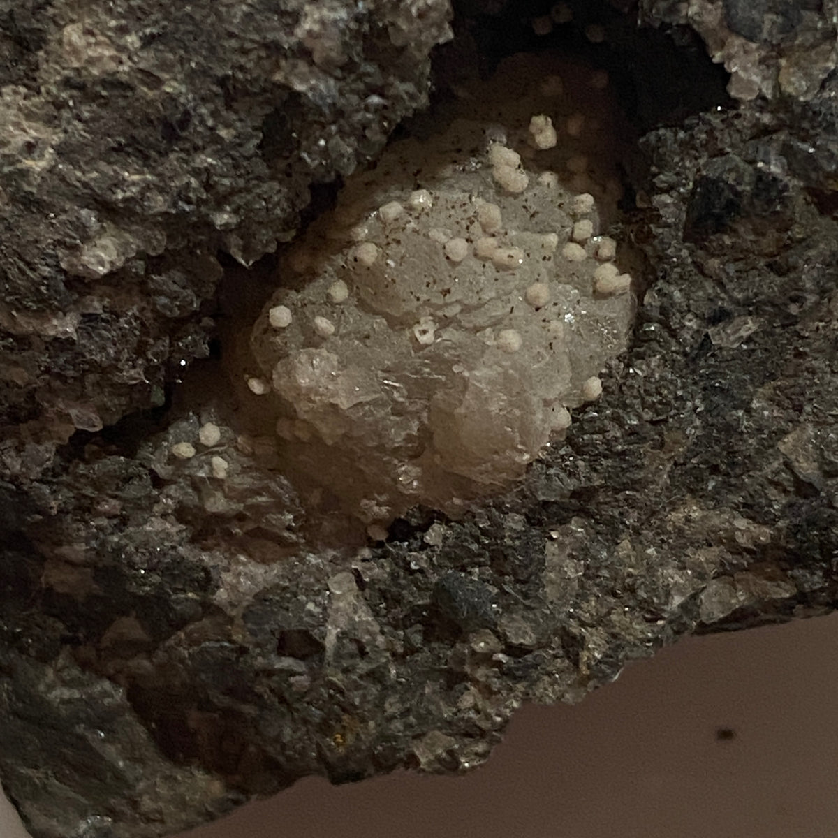 CALCITE VUG IN KILLAS MATRIX : WHEAL DREA, BOTALLACK, CORNWALL. 196g MF5382