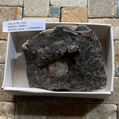 CALCITE VUG IN KILLAS MATRIX : WHEAL DREA, BOTALLACK, CORNWALL. 196g MF5382