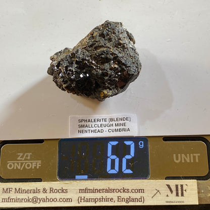 SPHALERITE (BLENDE) SOLID ; SMALLCLEUGH MINE, NENTHEAD, ALSTON MOOR, CUMBRIA 62g MF5386