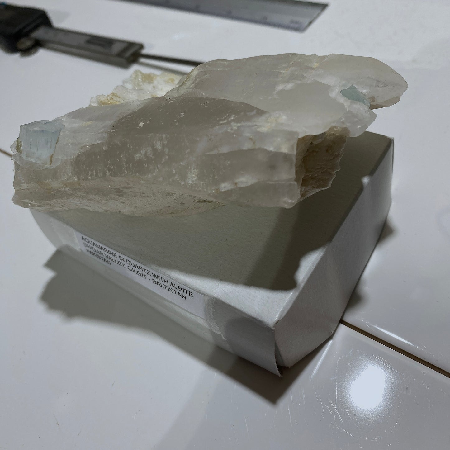 AQUAMARINE IN QUARTZ WITH ALBITE - SHIGAR VALLEY, PAKISTAN