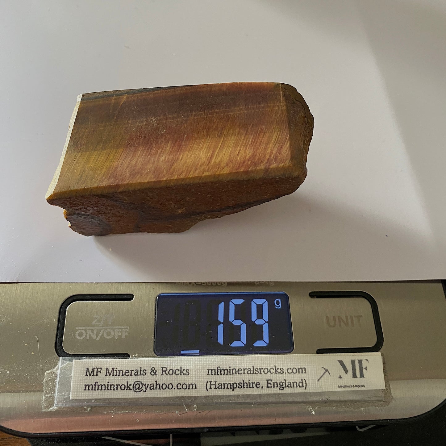 QUARTZ AFTER CROCIDOLITE [TIGERS EYE] UNTREATED - LESOTHO, AFRICA 159g MF841