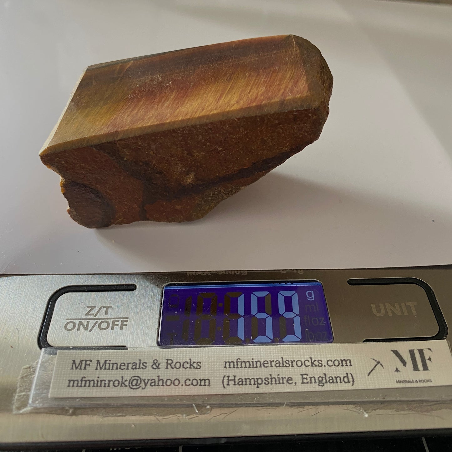 QUARTZ AFTER CROCIDOLITE [TIGERS EYE] UNTREATED - LESOTHO, AFRICA 159g MF841