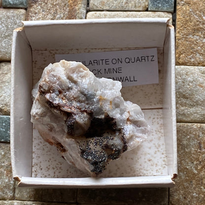 SPECULARITE ON QUARTZ : BOTALLACK MINE, ST JUST, CORNWALL 55g MF5388
