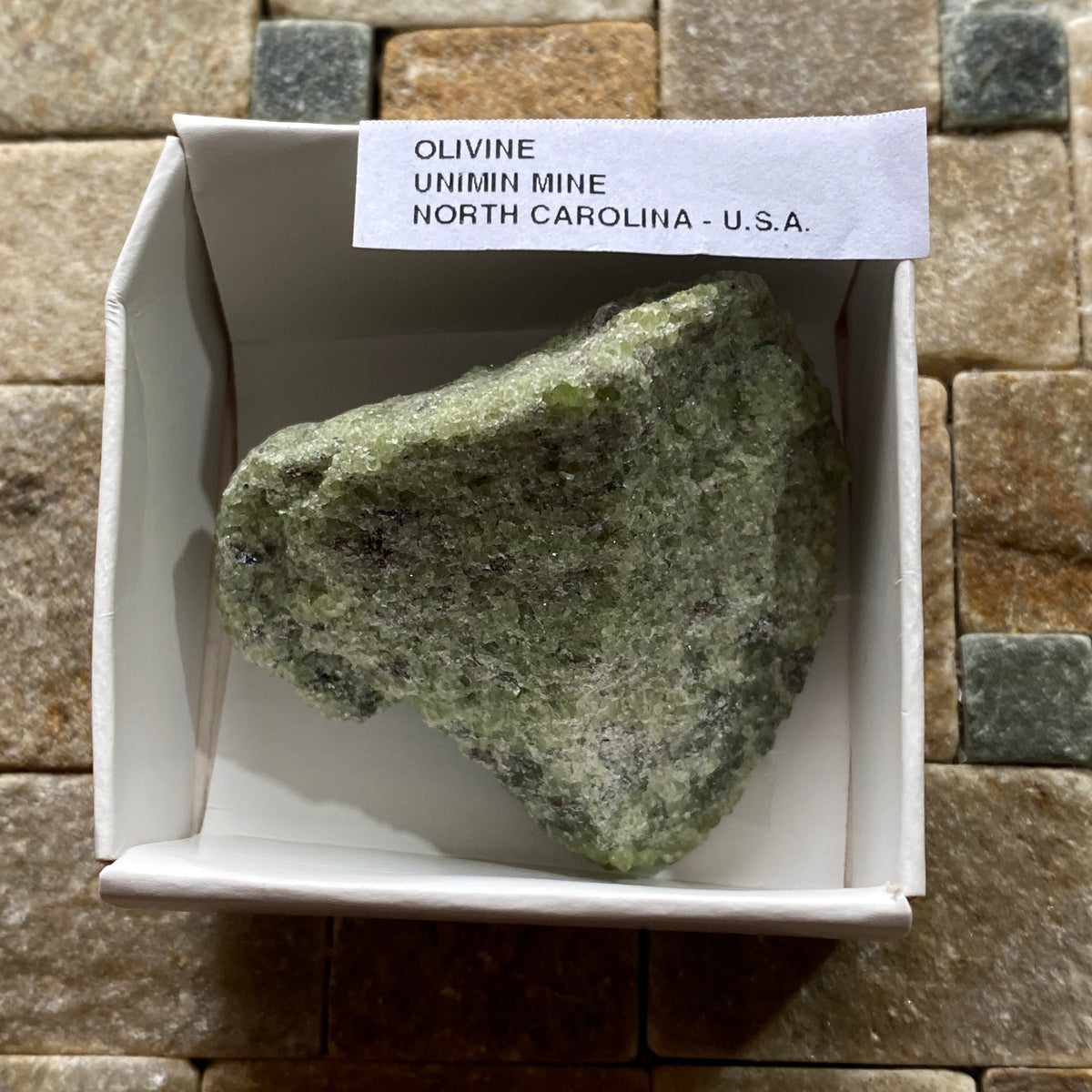 OLIVINE : UNIMIN MINE, YANCY COUNTY, NORTH CAROLINA, U.S.A.  47g. MF5390