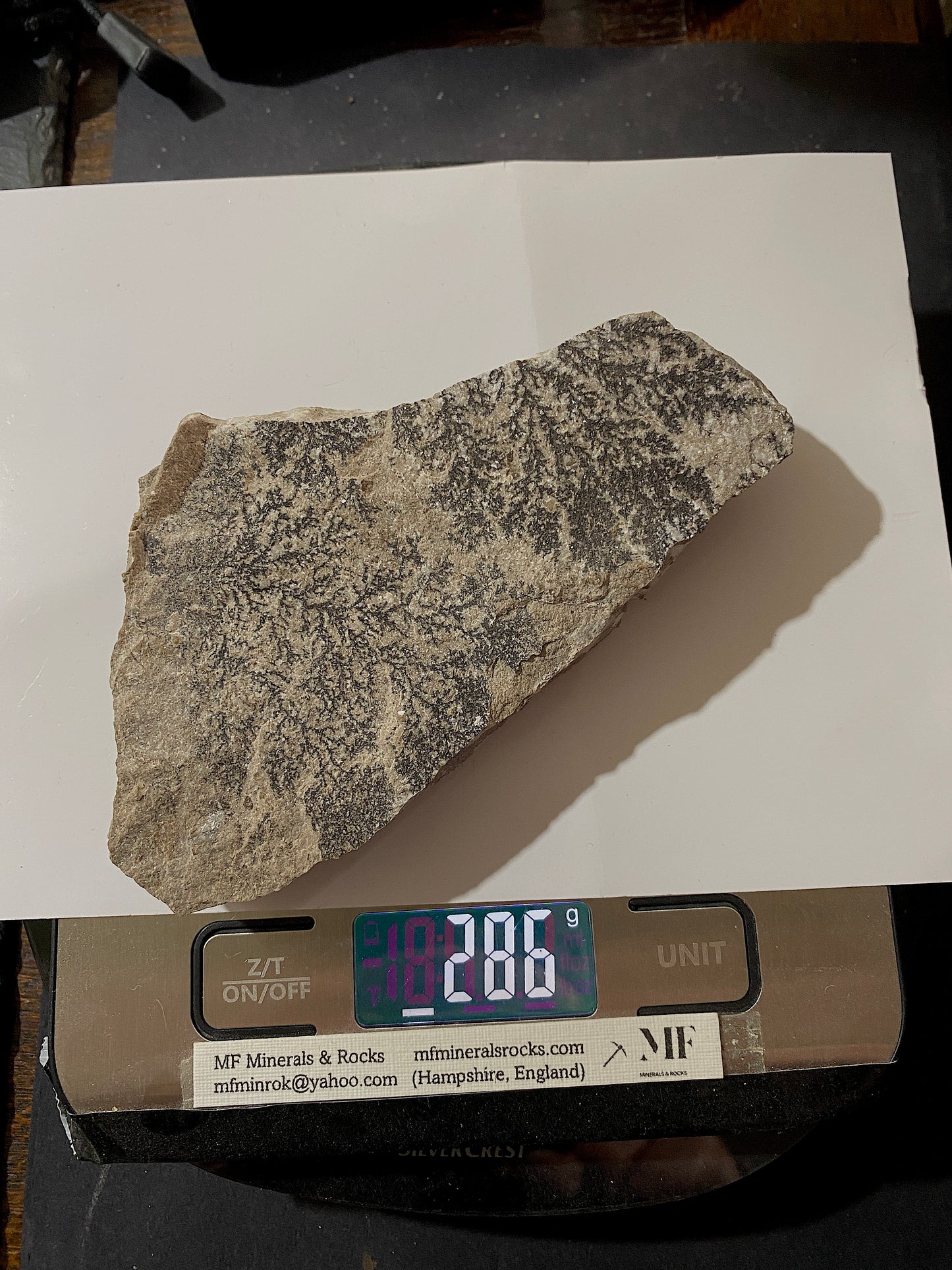 PYROLUSITE/MANGANESE DENDRITES : SOLNHOFEN,  BAVARIA, GERMANY 286g MF4720