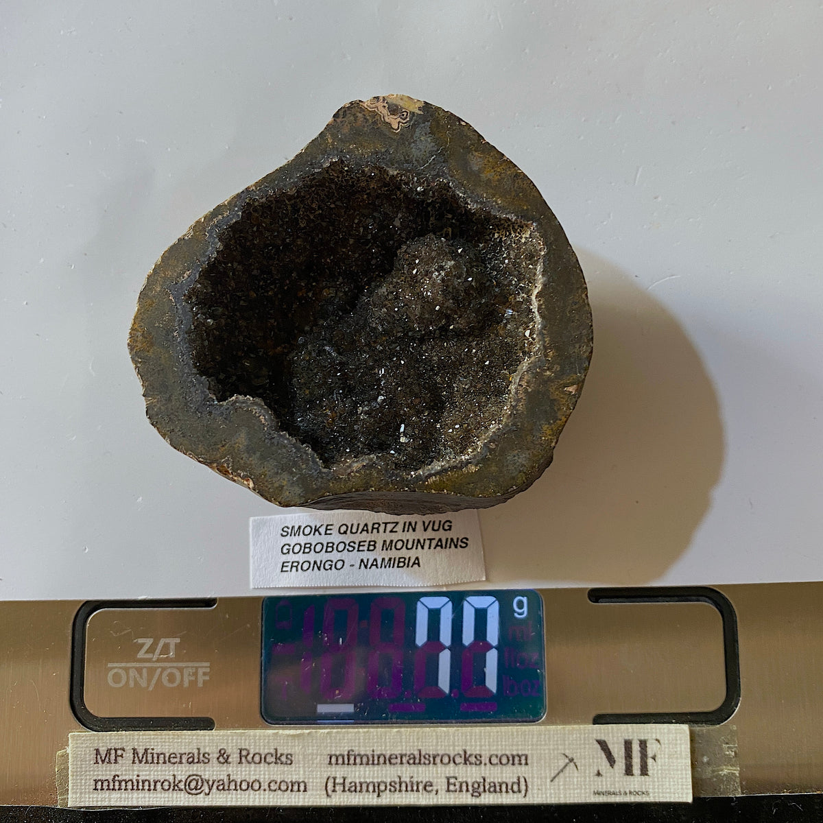 SMOKE QUARTZ IN VUG RARE SPECIMEN FROM: GOBOBOSEB MTS., NAMIBIA 77g MF5393