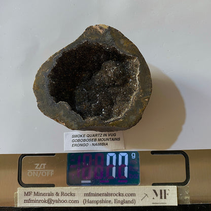 SMOKE QUARTZ IN VUG RARE SPECIMEN FROM: GOBOBOSEB MTS., NAMIBIA 77g MF5393