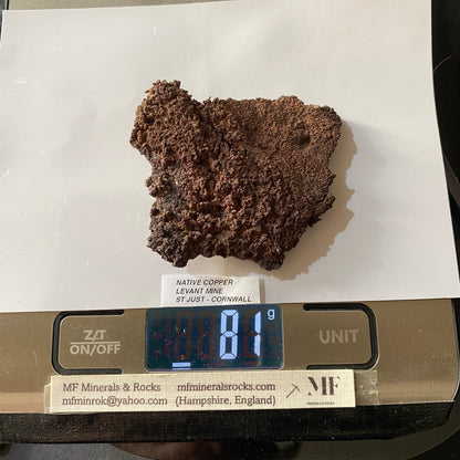 RARE NATIVE COPPER : LEVANT MINE, ST JUST, CORNWALL, ENGLAND  81g MF5394