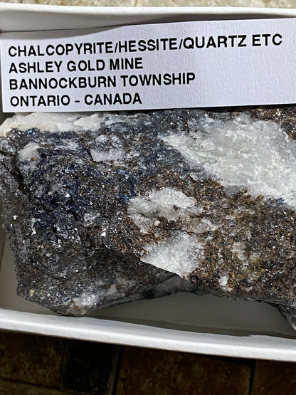 CHALCOPYRITE/HESSITE/QUARTZ ETC : ASHLEY MINE, ONTARIO, CANADA