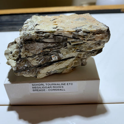 SCHORL TOURMALINE [ETC] IN ORTHOCLASE : MEGILIGGAR ROCKS, BREAGE, CORNWALL 210g. MF5397