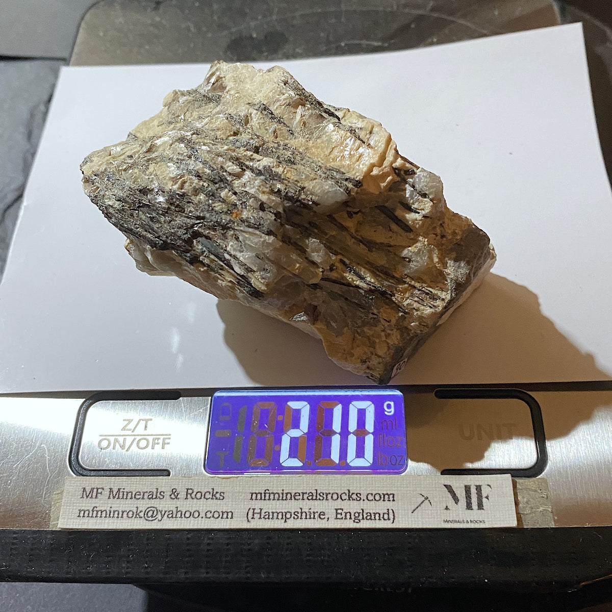 SCHORL TOURMALINE [ETC] IN ORTHOCLASE : MEGILIGGAR ROCKS, BREAGE, CORNWALL 210g. MF5397