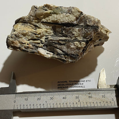 SCHORL TOURMALINE [ETC] IN ORTHOCLASE : MEGILIGGAR ROCKS, BREAGE, CORNWALL 210g. MF5397