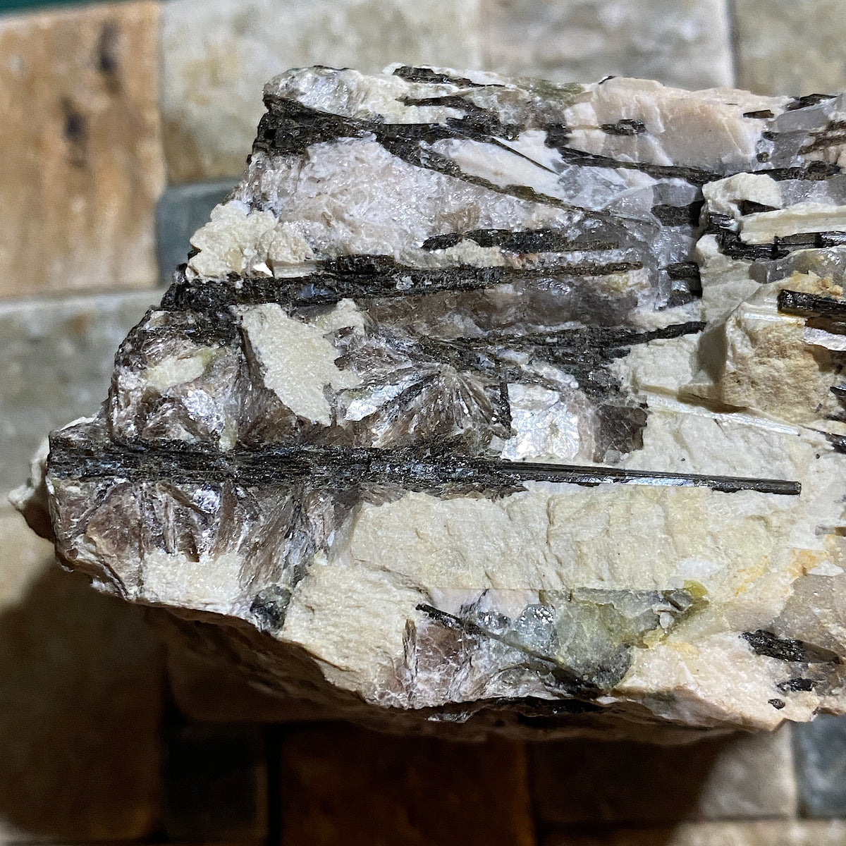 SCHORL TOURMALINE [ETC] IN ORTHOCLASE : MEGILIGGAR ROCKS, BREAGE, CORNWALL 210g. MF5397