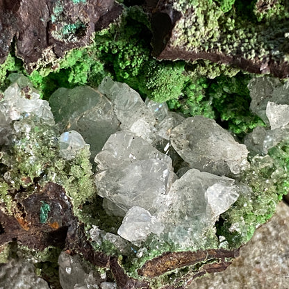 CONICHALCITE WITH CALCITE ETC - HILARION MINE, GREECE. 220g MF2098