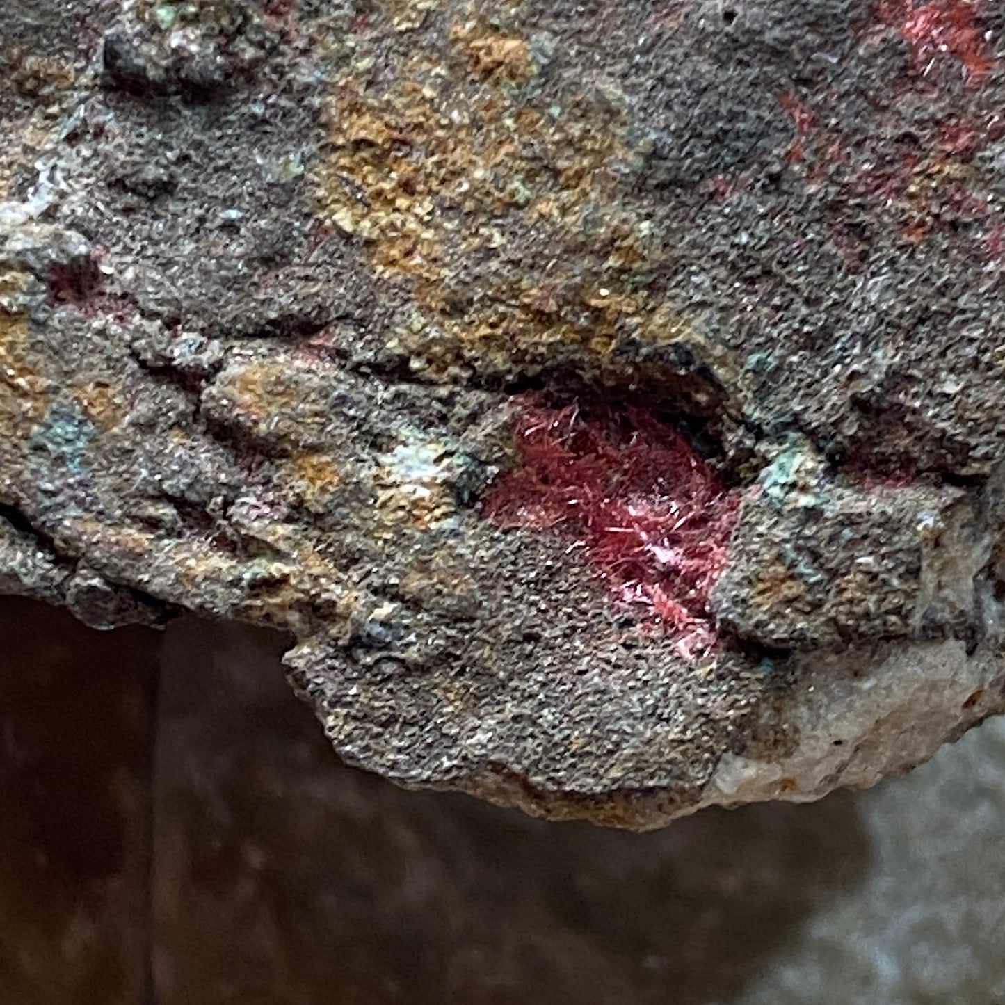 CHALCOTRICHITE ON MATRIX - RAY MINE, SCOTT MOUNTAIN, PINAL COUNTY, ARIZONA, U.S.A. 108g MF832