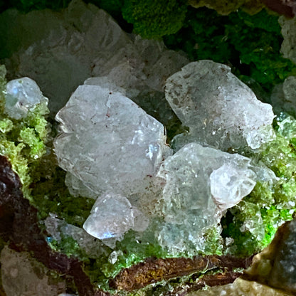 CONICHALCITE WITH CALCITE ETC - HILARION MINE, GREECE. 220g MF2098