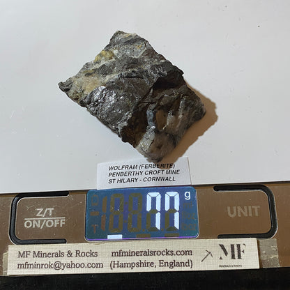 WOLFRAMITE (FERBERITE) : RARE FROM PENBERTHY CROFT MINE, ST HILARY, CORNWALL. 77g MF5398