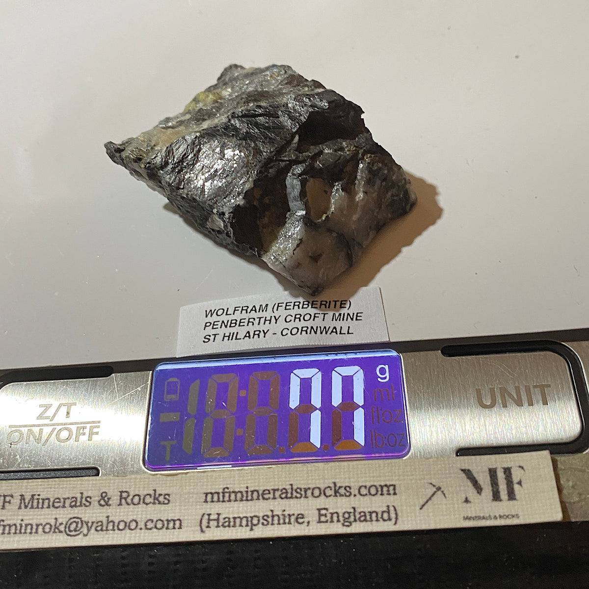 WOLFRAMITE (FERBERITE) : RARE FROM PENBERTHY CROFT MINE, ST HILARY, CORNWALL. 77g MF5398