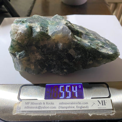 ÁGATA VERDE CON CUARZO DE MORBI, INDIA GRANDE 553g MF895