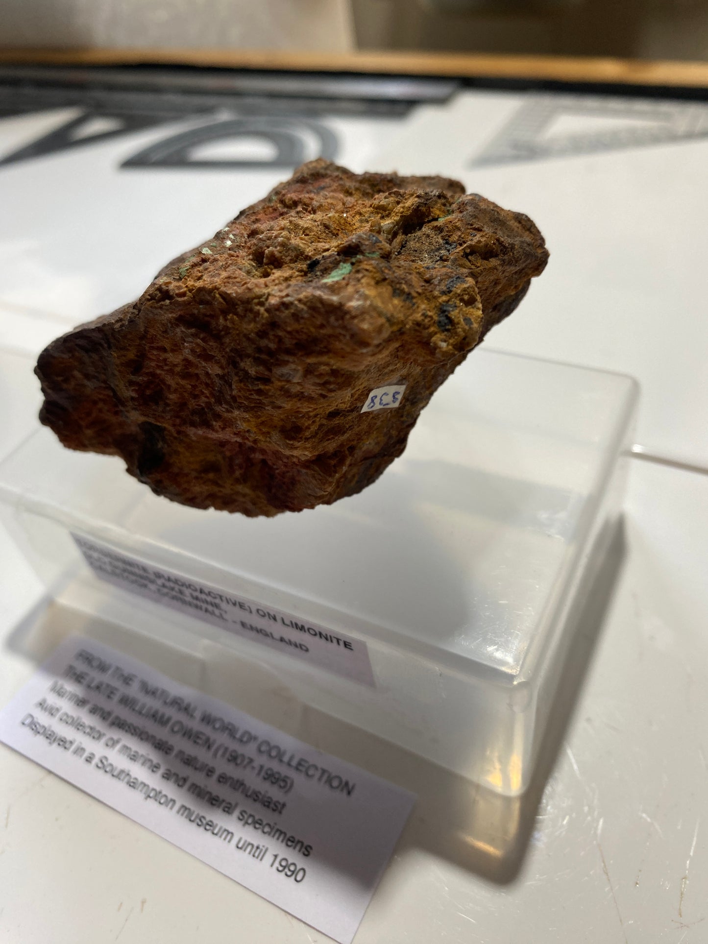 TORBERNITE CRYSTALS [RADIOACTIVE] ON LIMONITE  : OLD GUNNISLAKE MINE, CORNWALL  213g MF4732