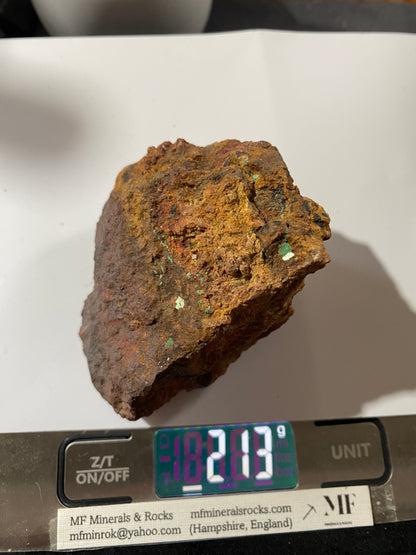 TORBERNITE CRYSTALS [RADIOACTIVE] ON LIMONITE  : OLD GUNNISLAKE MINE, CORNWALL  213g MF4732