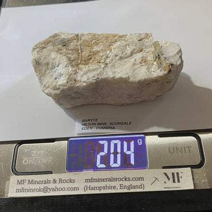 BARYTE [SOLID] : HILTON MINE, SCORDALE, EDEN, CUMBRIA  204g. MF5403