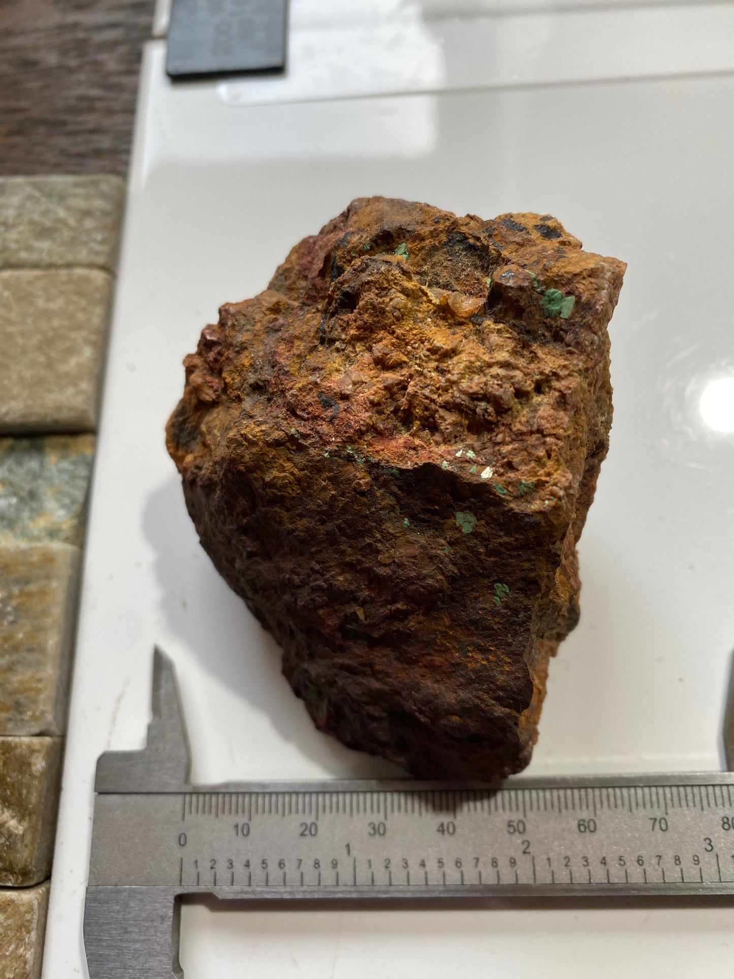 TORBERNITE CRYSTALS [RADIOACTIVE] ON LIMONITE  : OLD GUNNISLAKE MINE, CORNWALL  213g MF4732