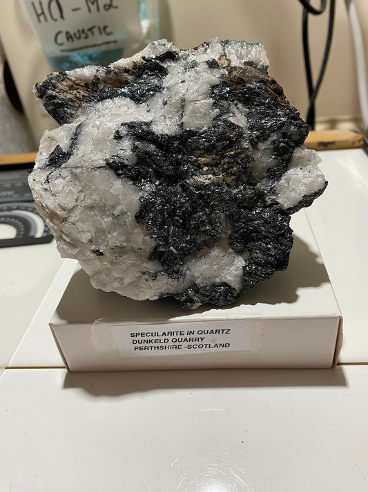 SPECULARITE [MICACEOUS HEMATITE] : DUNKELD QUARRY, PERTHSHIRE, SCOTLAND 725g MF4800