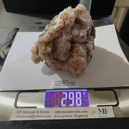 GYPSUM [SELENITE] ETC : FLORISTELLA MINE, ENNA, SICILY, ITALY  298g MF5405