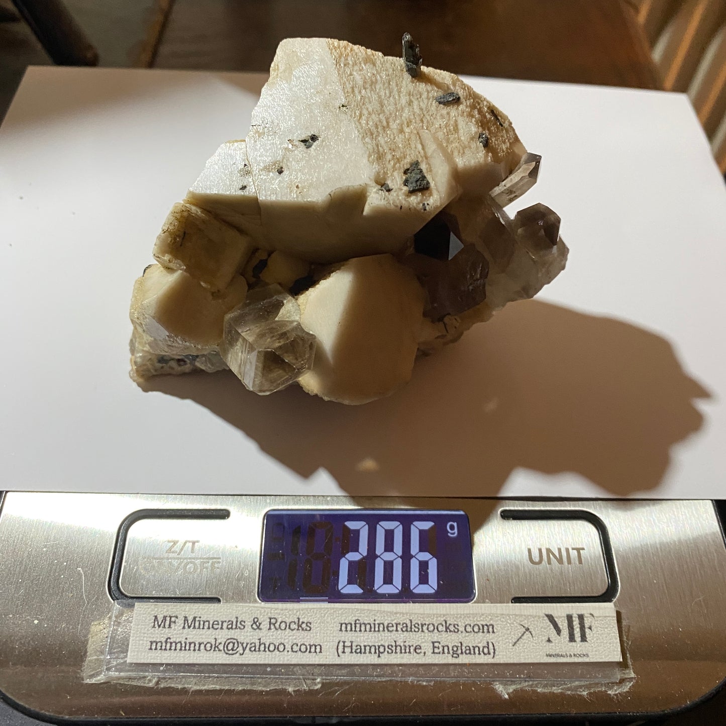 MICROCLINE WITH SMOKE QUARTZ &AEGIRINE LOVELY PIECE FROM MALAWI 286g MF813