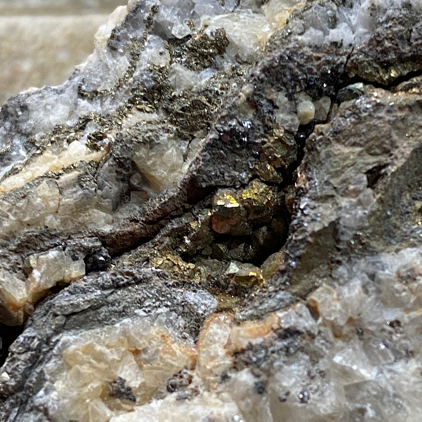 CALCITE WITH TRACES PYRITE [ETC] - CHARTERHOUSE, PRIDDY, SOMERSET 181g MF881