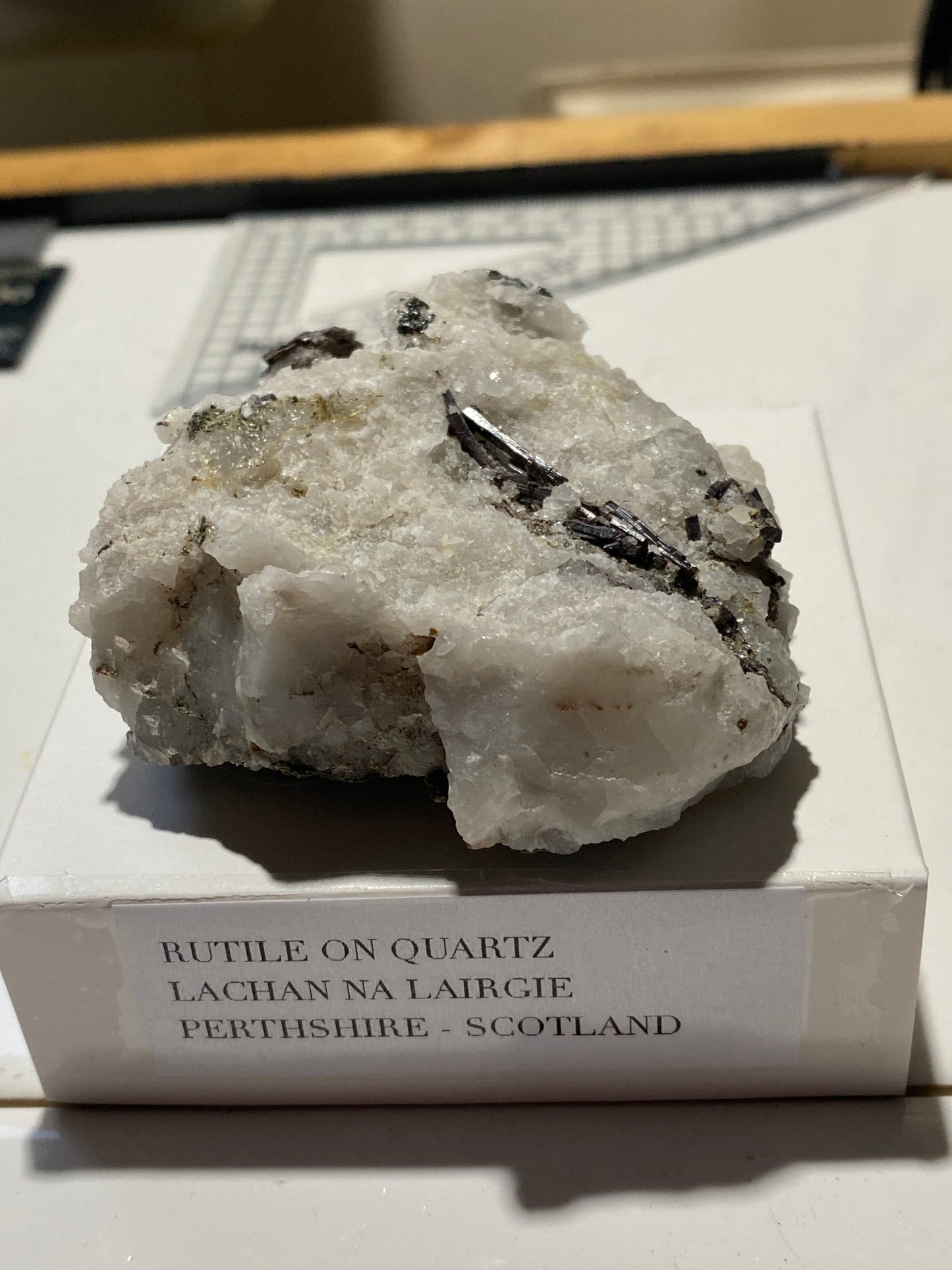 RUTILE ON QUARTZ : LACHAN NA LAIRGIE, PERTHSHIRE, SCOTLAND  106g MF4808