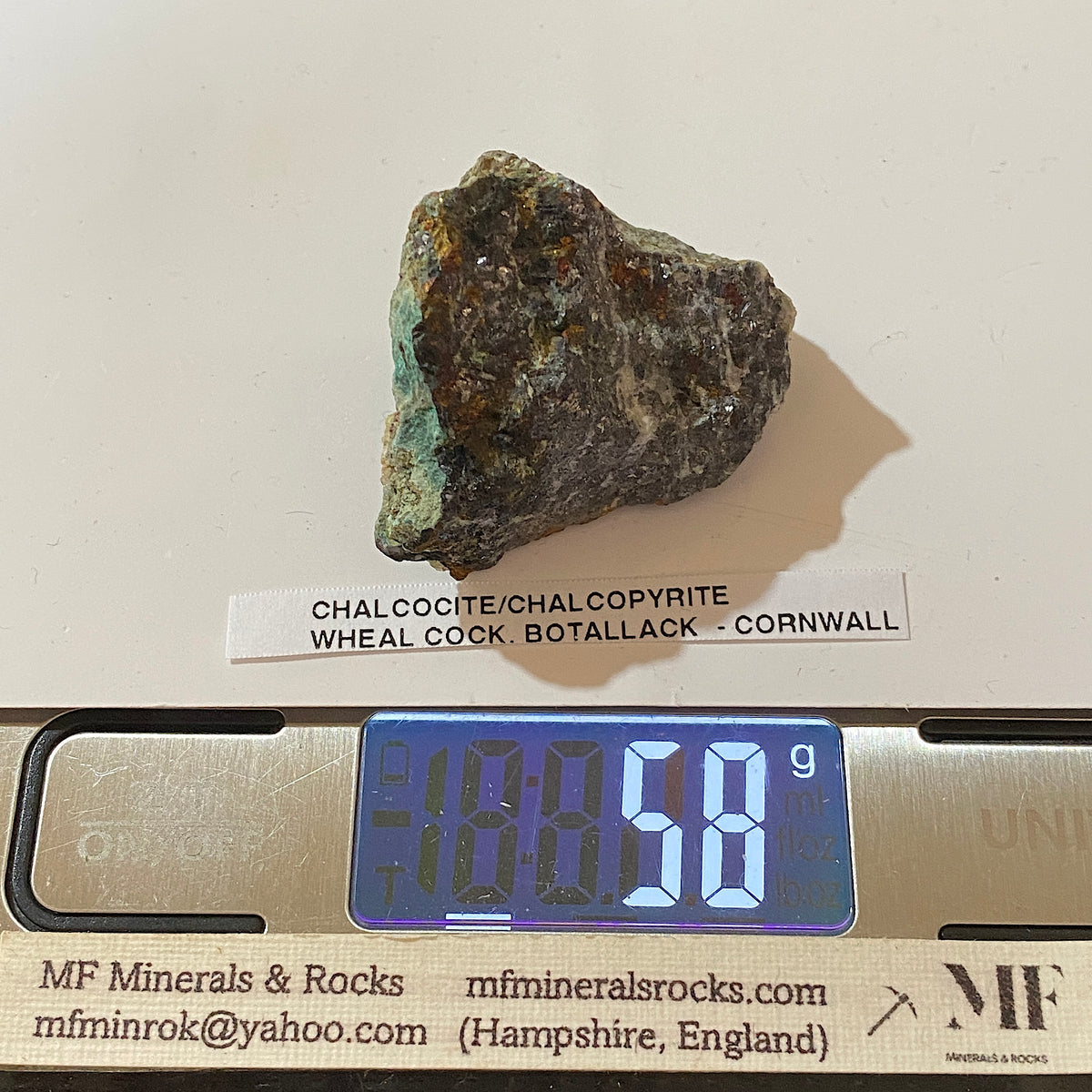 CHALCOCITE/CHALCOPYRITE ETC : WHEAL COCK, BOTALLACK, CORNWALL  58g MF5413