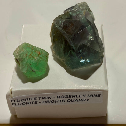 FLUORITE CRYSTALS X 2 : COUNTY DURHAM,ENGLAND TOTAL 18g MF5416