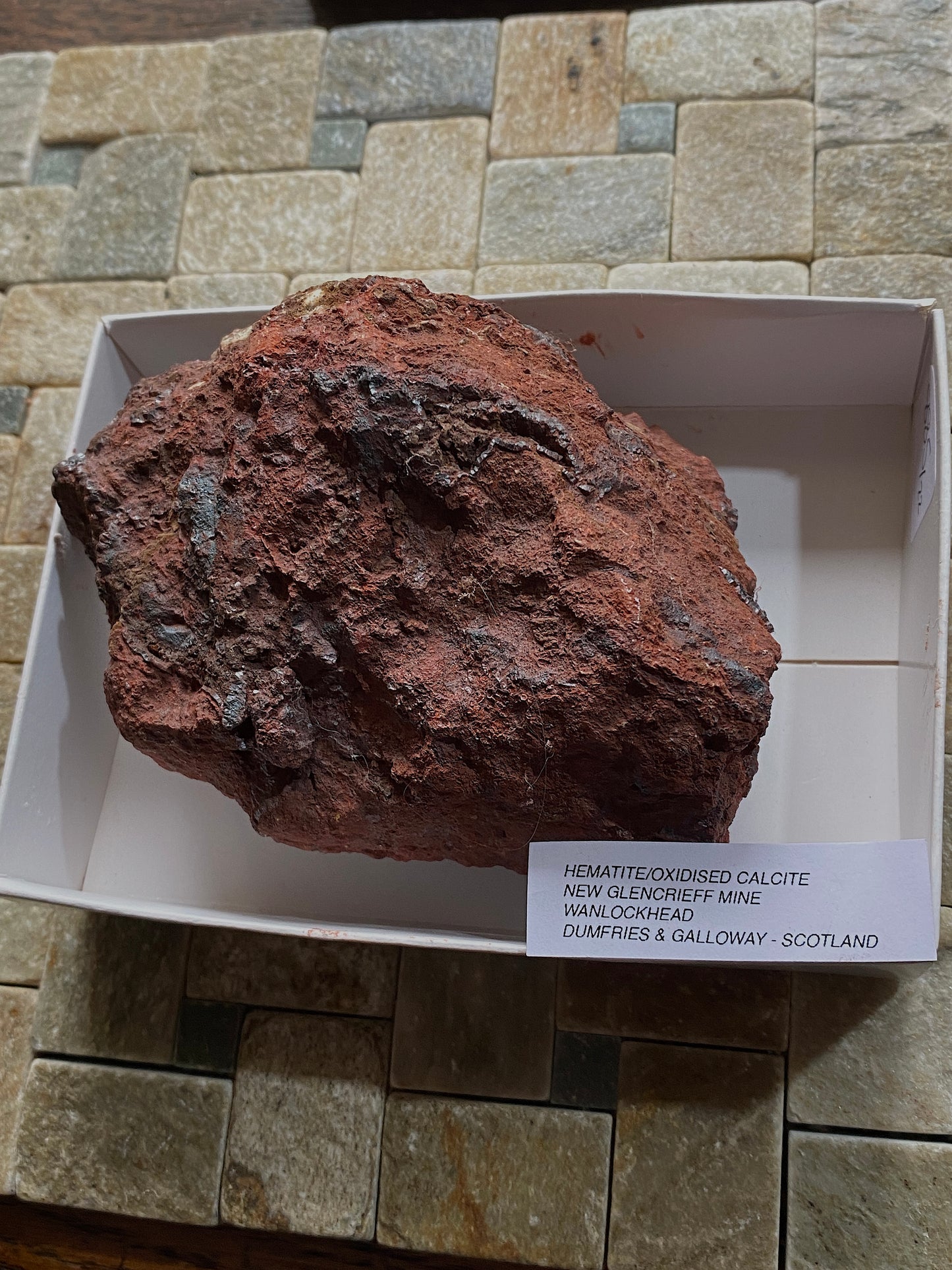 HEMATITE/OXIDISED CALCITE : NEW GLENCRIEFF MINE, WANLOCKHEAD, SCOTLAND 644g MF4814