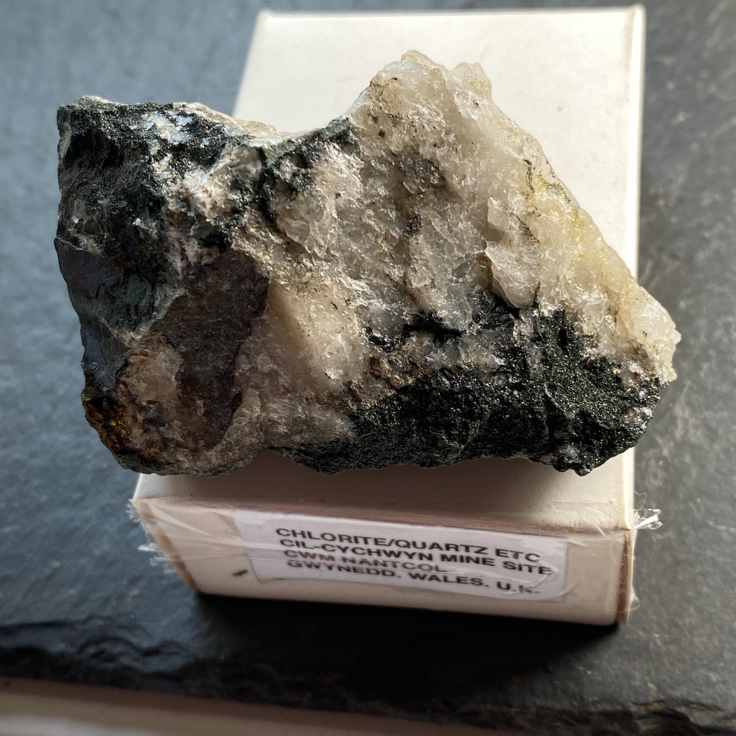 CHLORITE QUARTZ MOST UNUSUAL SPECIMEN CIL-CYCHWYN MINE, WALES. 94g MF1517