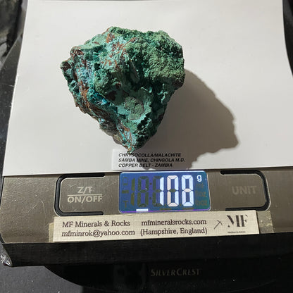 CHRYSOCOLLA WITH MALACHITE : SAMBA MINE, CHINGOLA, COPPER BELT ZAMBIA 110g MF5423
