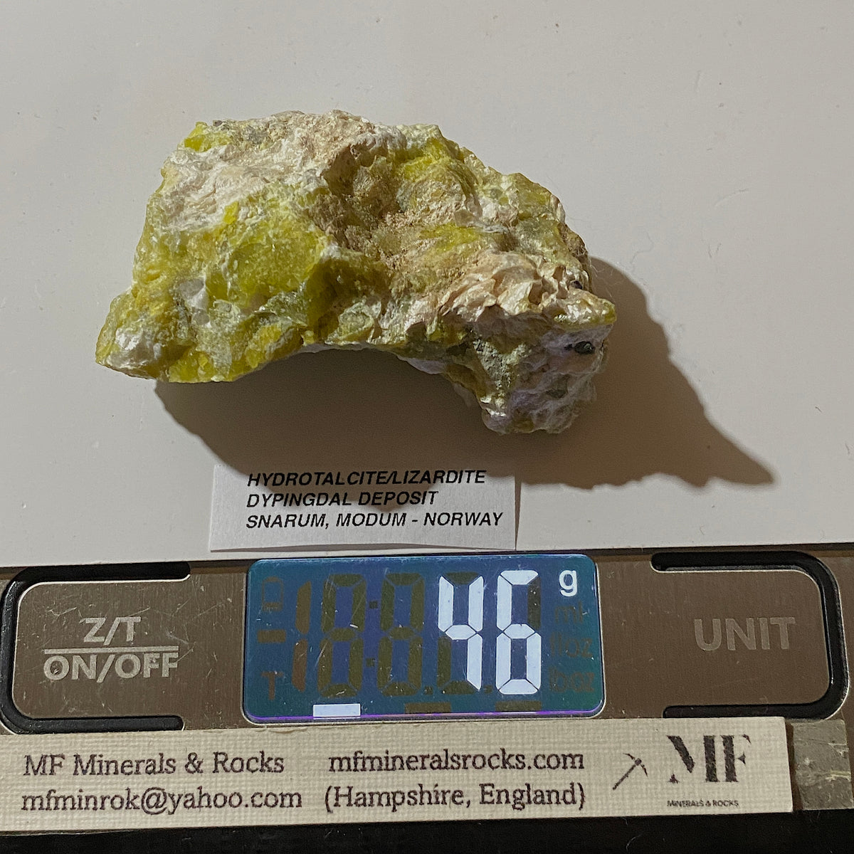 HYDROTALCITE/LIZARDITE : DYPINGDAL DEPOSIT, SNARUM, MODUM, NORWAY  46g MF5426