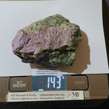 STICHTITE/SERPENTINE : TUNNEL HILL QRY, DUNDAS, TASMANIA, AUSTRALIA. 143g MF4527