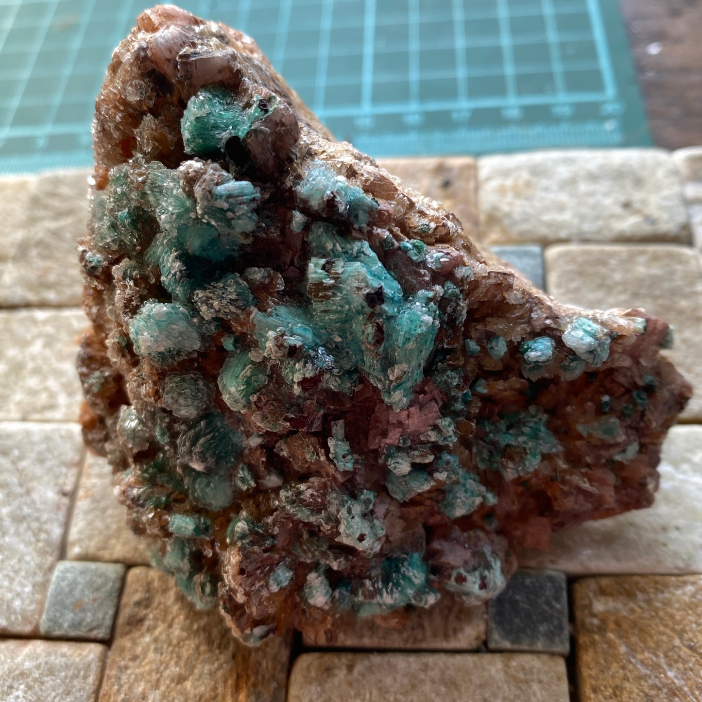 ROSASITE WITH SELENITE ON DOLOMITE - BOU BEKKER, MOROCCO  233g MF9829